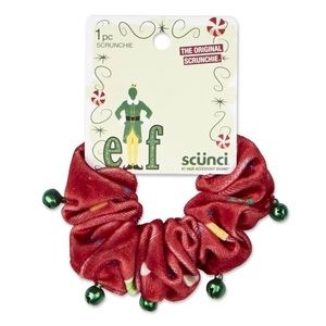 Buddy The Elf Movie Velvet Velvety Jingle Bell Christmas Scrunchie Hair Tie
